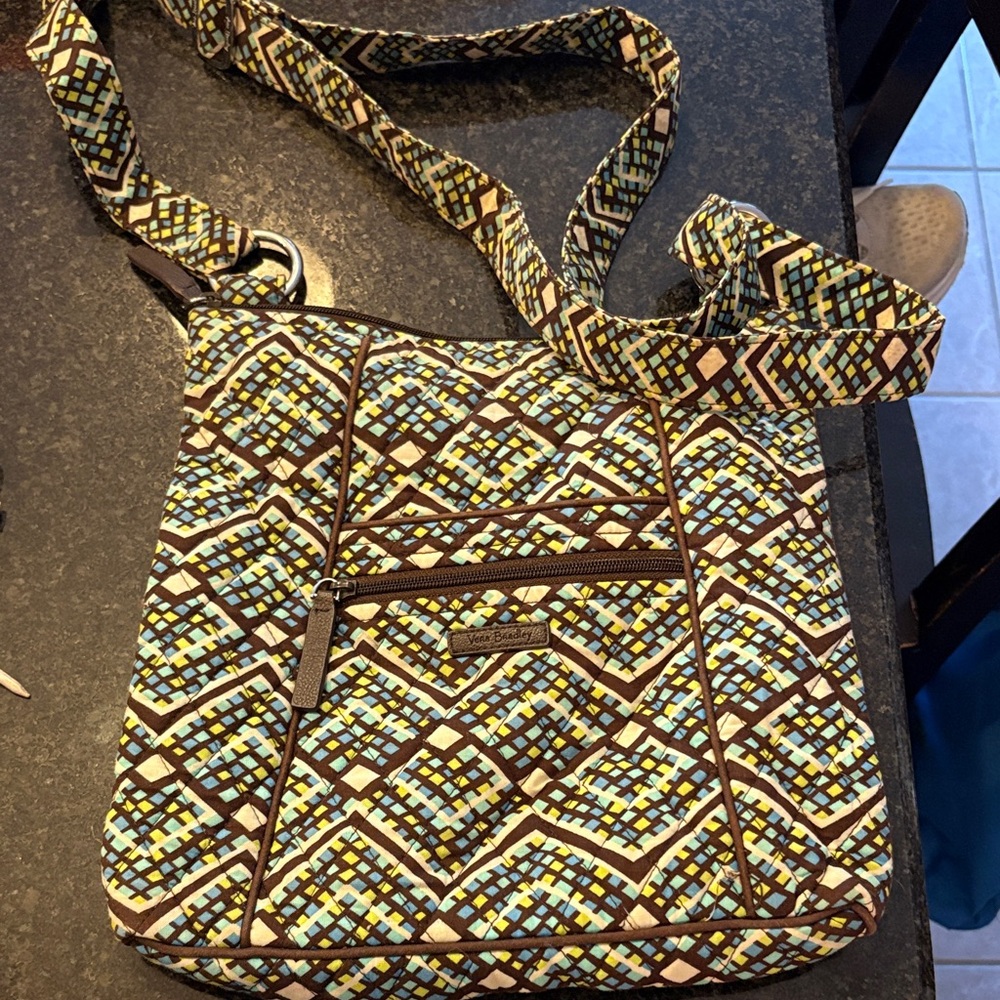 Vera Bradley Crossbody Bag in Brown and Blue Pattern